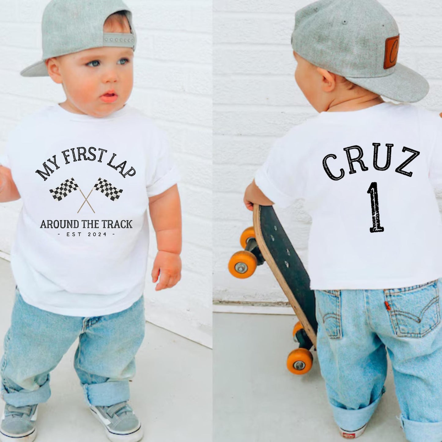 First Lap Around the Track Birthday Shirt, Personalized 1st Birthday Shirt, Race Car Birthday Party, Cars Matching Family Birthday Shirt
