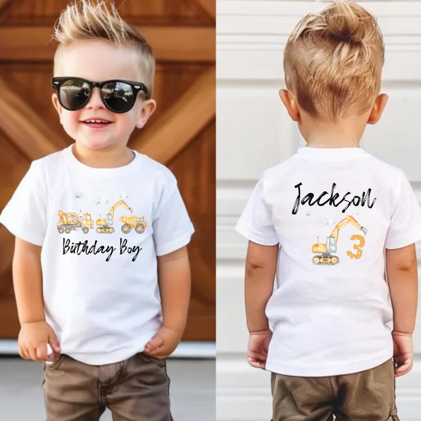 Construction Crew Matching Shirts, Birthday Construction Shirts, Three and Diggin' It, Excavator Birthday, Bday Boy Tee, Dump Truck Birthday