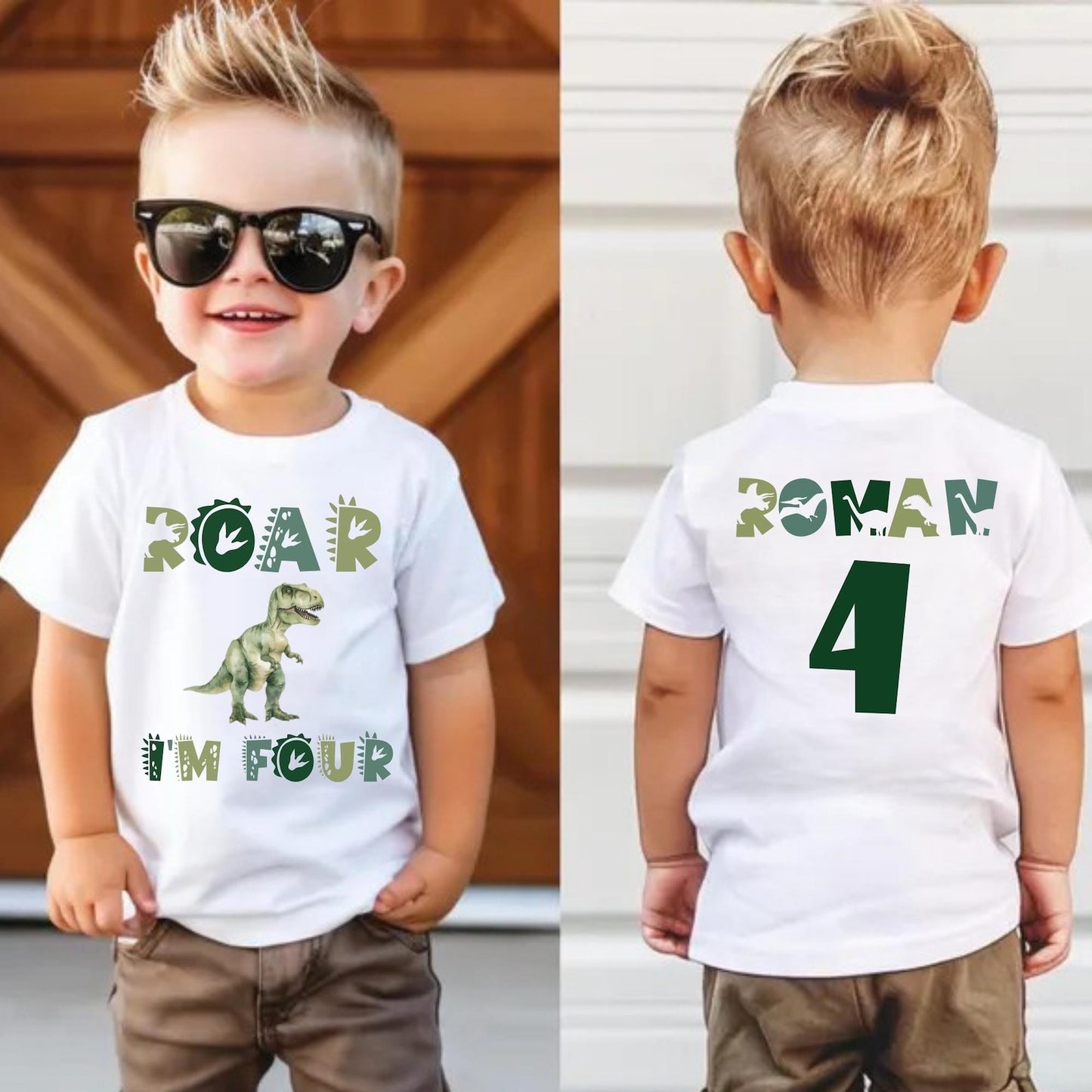 Roar I am Four Matching Family Birthday Shirts, 4 Rex birthday shirt, Boy Dinosaur Birthday, Dinosaur Birthday Boy Outfit, Four Rex Shirt