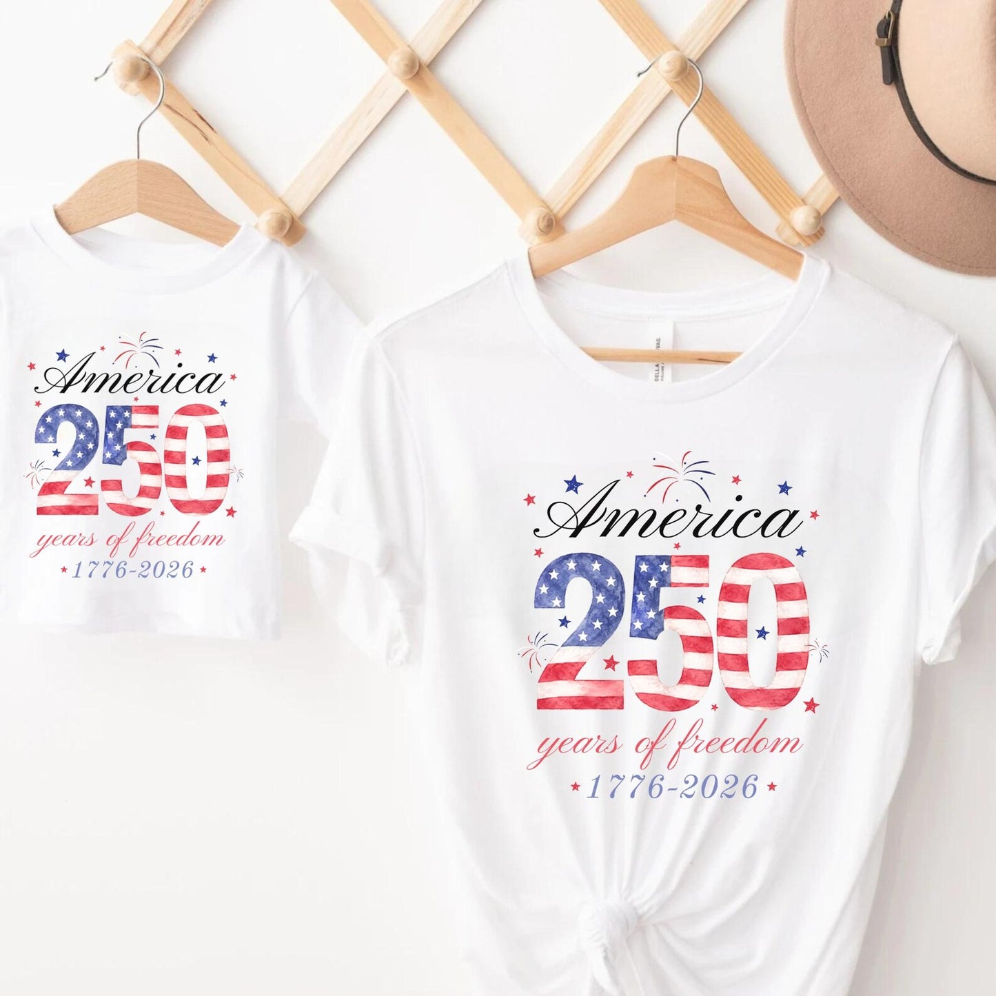 USA 250th Anniversary Shirts Front and Back, Personalized 4th of July Matching Family Outfits, Patriotic America Flag Family Tee personalize