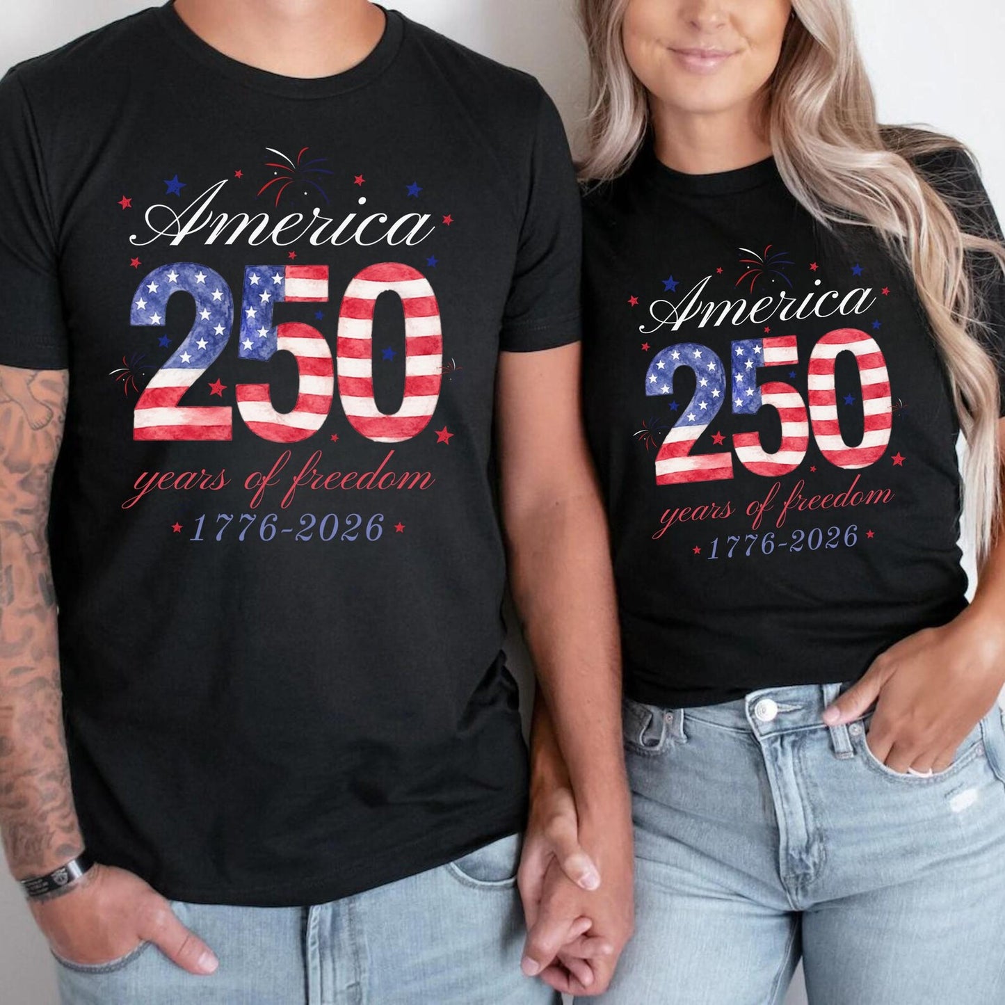 USA 250th Anniversary Shirts Front and Back, Personalized 4th of July Matching Family Outfits, Patriotic America Flag Family Tee personalize