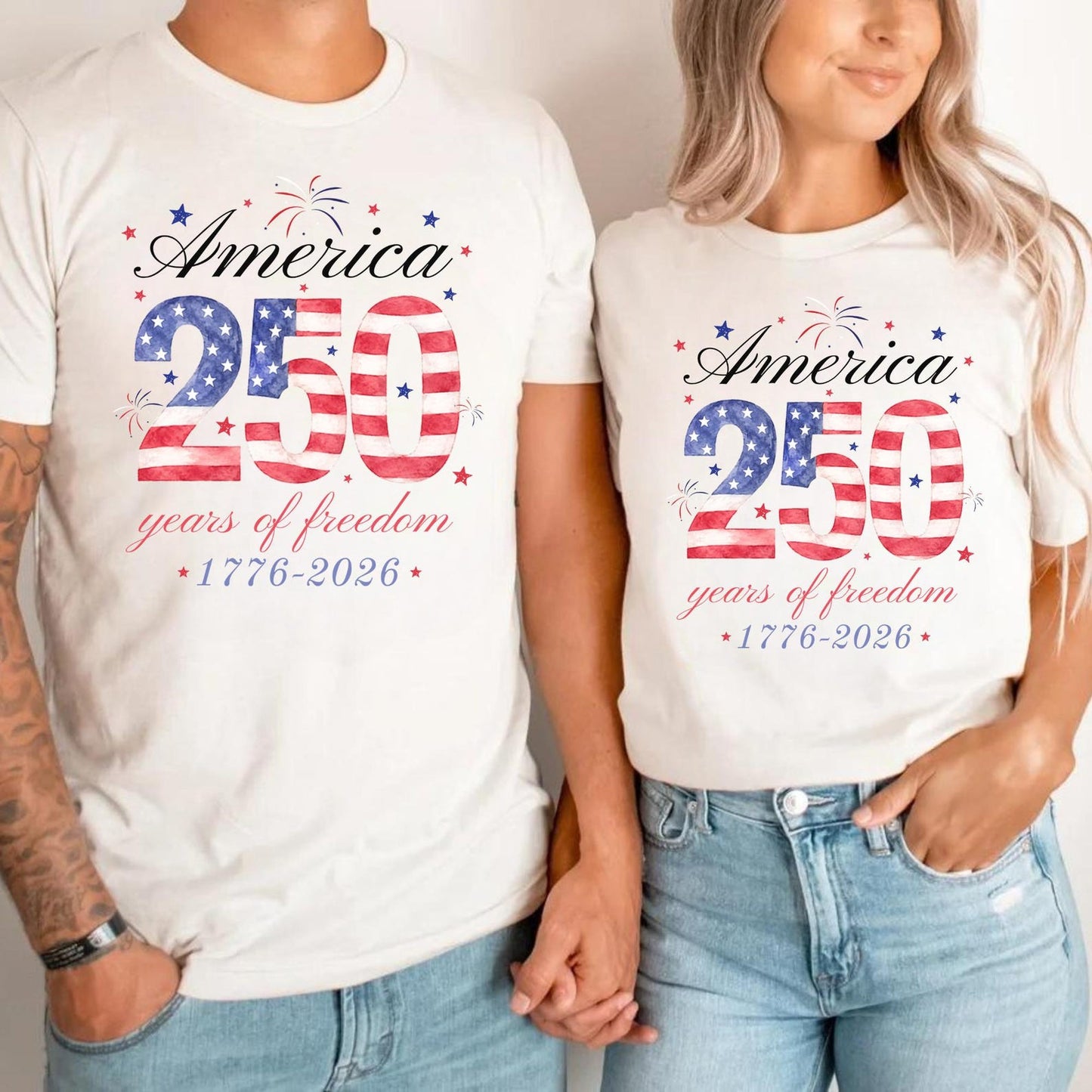 USA 250th Anniversary Shirts Front and Back, Personalized 4th of July Matching Family Outfits, Patriotic America Flag Family Tee personalize